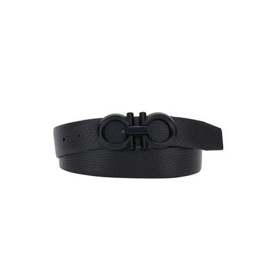Belt With Tonal Gancini Buckle - Black - Ferragamo Belts