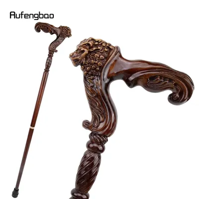 Lion Brown Wooden Fashion Walking Stick Decorative Vampire Cospaly Party Wood Walking Cane Halloween