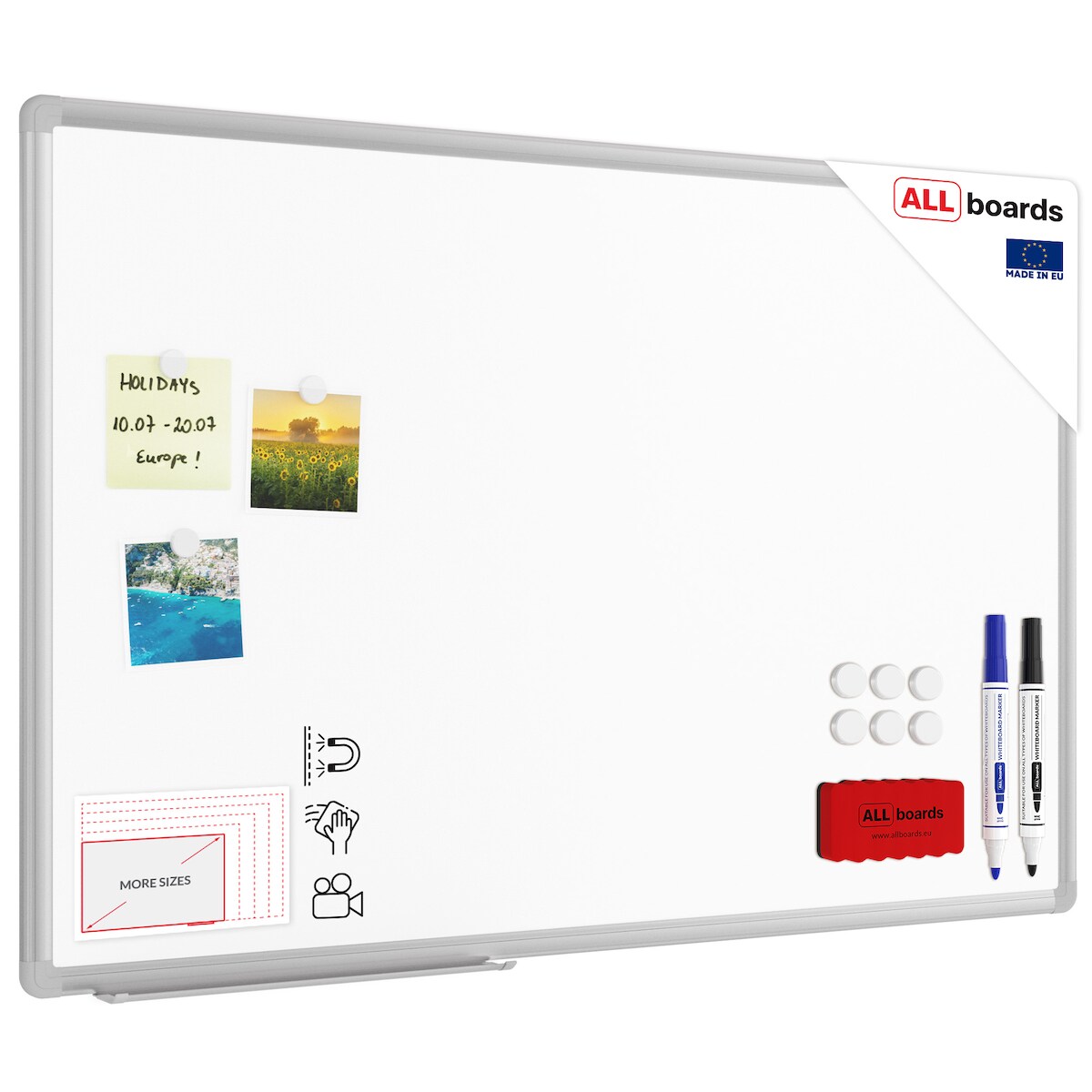 ALLboards Keramik-Magnettafel emailliert P3 90x60 cm, Alurahmen Image