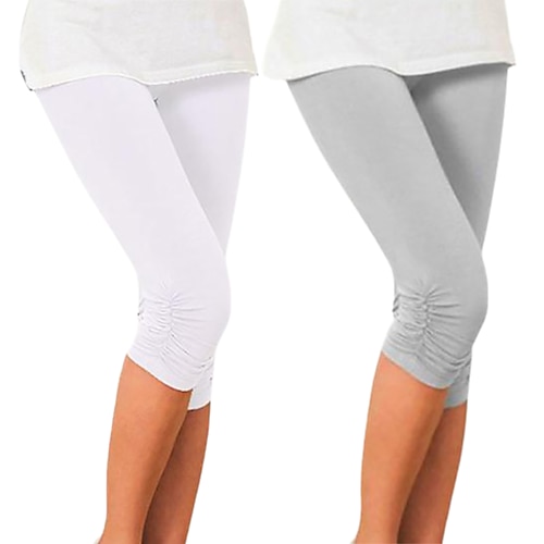 Damen Capri Leggings Gerafft Po-Lifting Bauchkontrolle Fitnesstraining Laufen Fitness Capri Leggings Unterteile Einfarbig 1 # 2 # 3 # Spandex Sport Sportkleidung Dehnbar Image