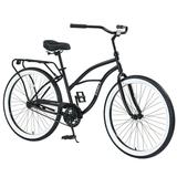 26 inch Adult Beach Cruiser Bike for Men and Women 7 Speed Cruiser Bicycle with Dual Brakes City Bike Commuter Bike 85% Assembled (Black)