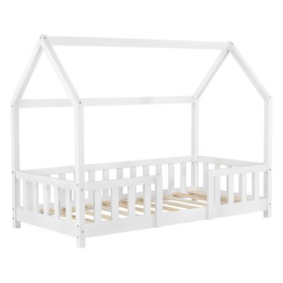 Kinderbett mit Rausfallschutz aus Kiefernholz 80 x 160 cm, Weiß