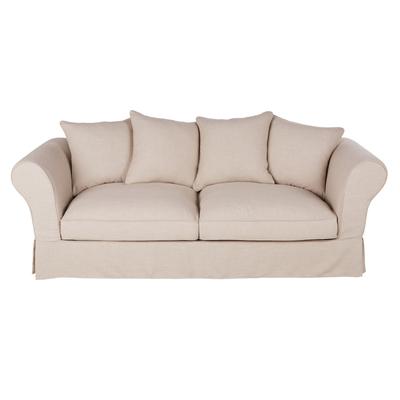 2-Sitzer-Sofa mit Bezug aus beigefarbenem Stoff mit Leineneffekt