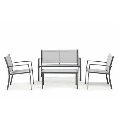 Gartenmöbel 4-Sitzer, Textilene, Grau