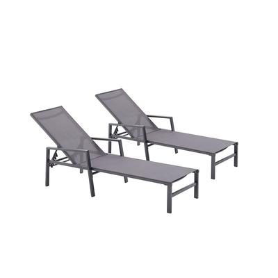 2er Set Liegestühle aus Aluminium, dunkelgrau