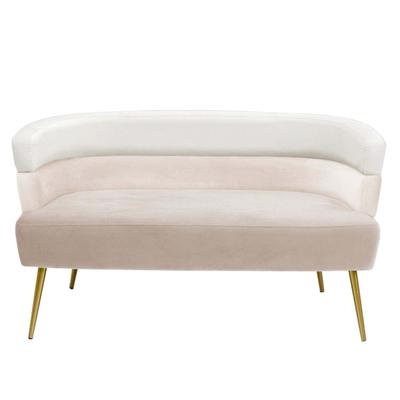 2-Sitzer-Sofa mit Bezug in Samtoptik, beige