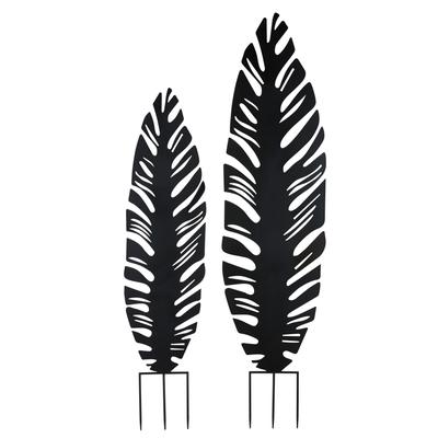 Deko-Blätter zum Einpflanzen für den Außenbereich aus schwarzem Metall (x2)