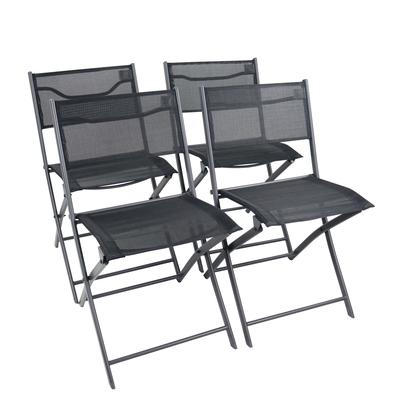 4er Set Gartenstühle aus Metall, 45 cm, schwarz