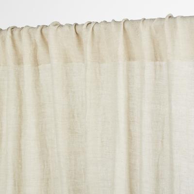 Vorhang mit Schlaufen aus gewebter recycelter Baumwollgaze und Leinen, beige, 1 Vorhang, 130x300cm