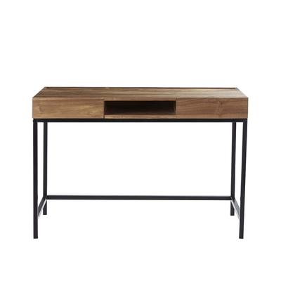 Schreibtisch mit 2 Schubladen und 1 Nische aus Holz und Metall