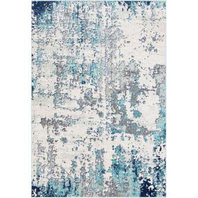 Abstrakt Moderner Teppich Blau/Grau/Weiß 160x220