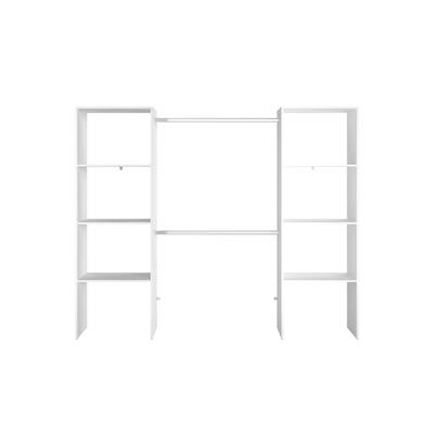 Kleiderschrank 6 Fächer, 2 Garderoben 220 x 40 x 180 cm, weiß