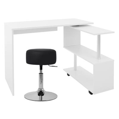 Schreibtisch mit vier Rollen 150x88x75 cm Weiß in mdf
