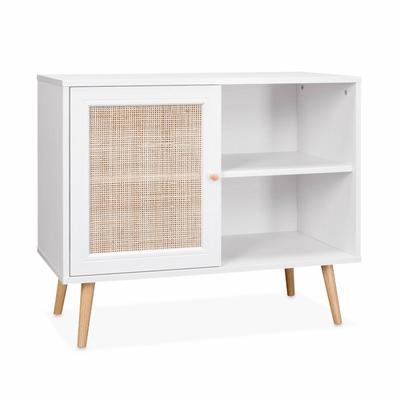 Sideboard mit Rattangeflecht 80 x 39 x 65,8 cm, Weiß