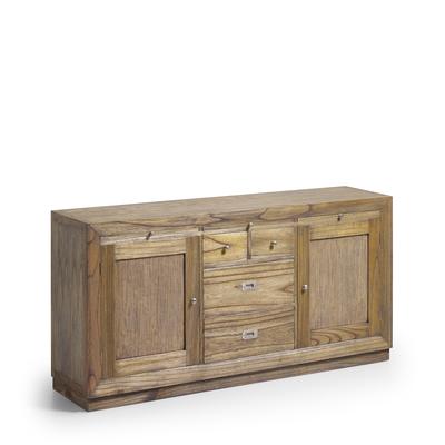 Sideboard mit 4 Schubladen und 3 Tabletts aus Holz, L 160 cm, beige