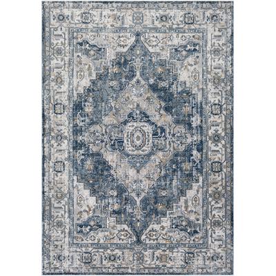 Vintage Orientalischer Teppich Blau/Grau/Elfenbein 160x220
