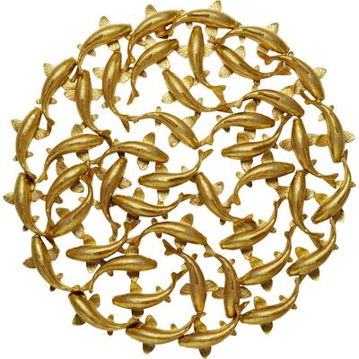Wanddeko Fischschwarm, gold, D160cm