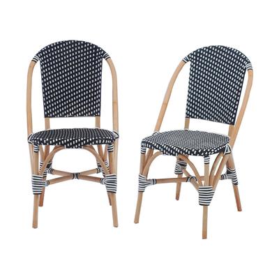 2er Set Bistrostühle aus Rattan und Polyrattan , Schwarz