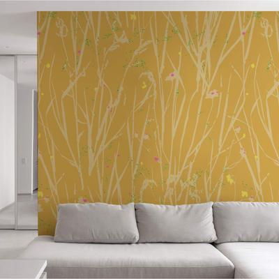 Panorama-Vliestapete abstrakte Blumen Gelb 225x250cm