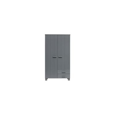 Kleiderschrank, 2 Türen und 2 Schubladen, anthrazitfarbenes Holz, grau