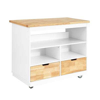 Küchenschrank mit Arbeitsplatte und 4 Rollen Holz Weiß