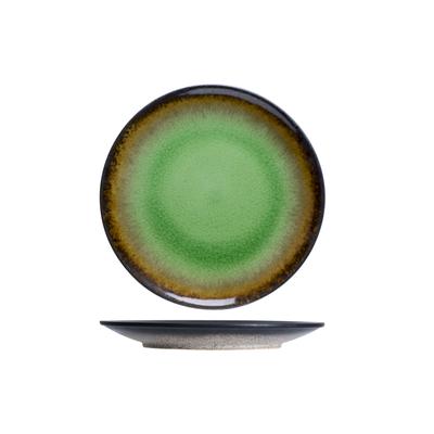 4er-Set flache Teller aus Steingut, grün, D26,5 cm
