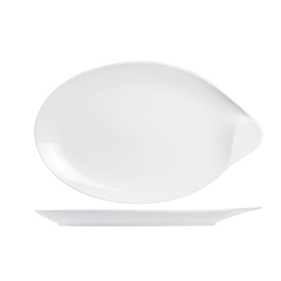 3er-Pack ovale Teller aus Porzellan, weiß, 40X25,5 cm
