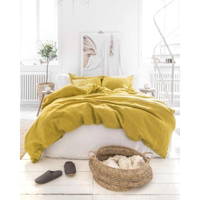 Bettbezug aus Leinen, Gelb, 220x220 cm