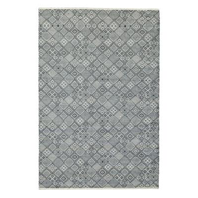Handgewebter Teppich aus Naturwolle - Schwarz/Weiß 170x240 cm