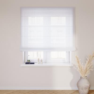 Halbtransparentes Raffrollo im Leinen-Look, weiß, 120x160 cm