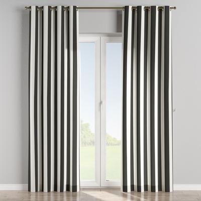 Gestreifter Vorhang mit Ösen, schwarz und weiß, 130x100 cm