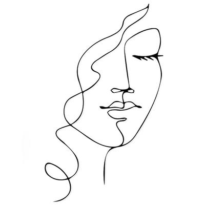 Wanddekoration Frau mit Lockigem Haar aus Metall, 45x75 cm, schwarz