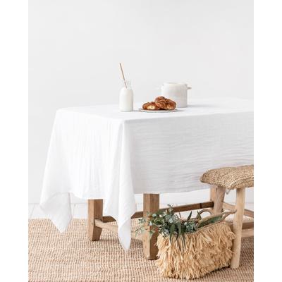 Tischdecke aus Leinen, Weiß, 100x100 cm