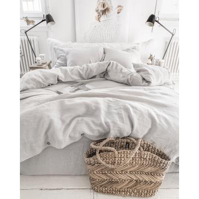 Bettbezug-Set aus Leinen, Grau, 200x200 cm
