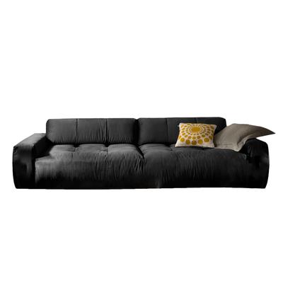 Sofa mit Sitztiefenverstellung aus Samt, schwarz