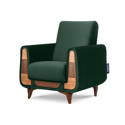 Klassischer Sessel aus Schaumstoff und Holz, dunkelgrün