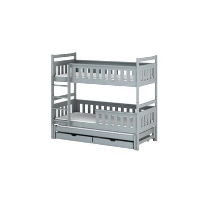 Kinderbett aus Kiefernholz, grau, 90 x 200