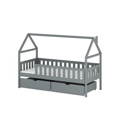 Kinderbett aus Kiefernholz, grau, 80 x 160