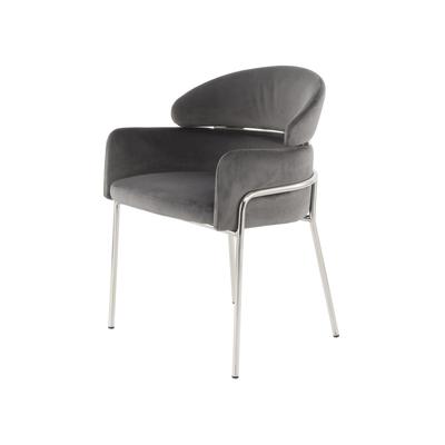 Stuhl aus Kunstleder 58 x 79 cm, Grau und Silber
