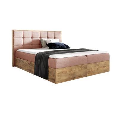 Boxspringbett 120x200 mit Bettkasten und Topper, rosa