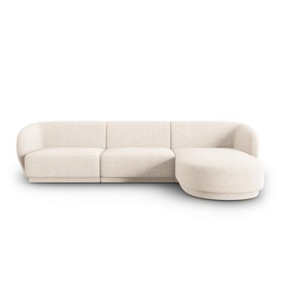 4-Sitzer modulares Ecksofa rechts Chenille-Stoff, hellbeige