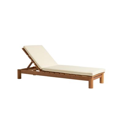 Liegestuhl für den Außenbereich aus Iroko-Holz und abnehmbarem Kissen