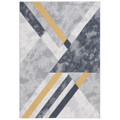 Teppich Polyester Grau/Gold Schwarz 90 X 150