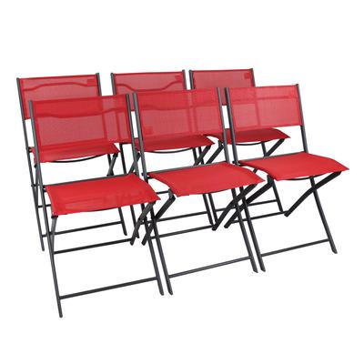 6er Set Gartenstühle aus Metall, 45 cm, rot
