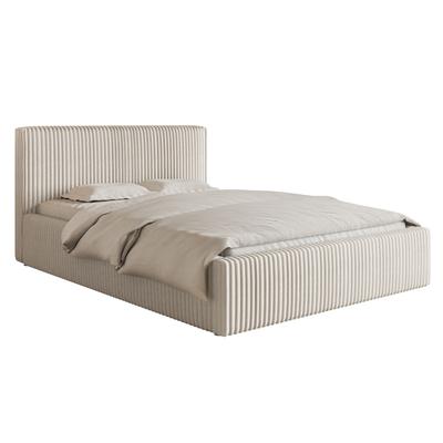 Bett mit Polsterrahmen, Cordbezug in Cremeweiß, 160 cm