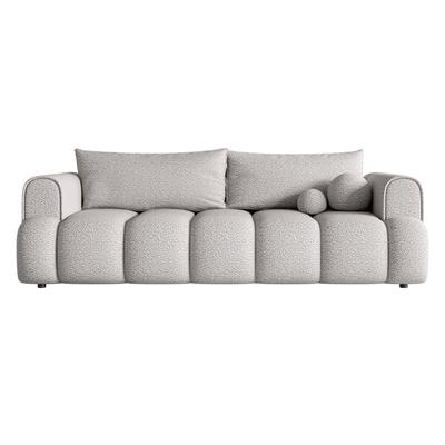 3-Sitzer-Sofa mit Schlaffunktion und Bouclé-Bezug, hellgrau