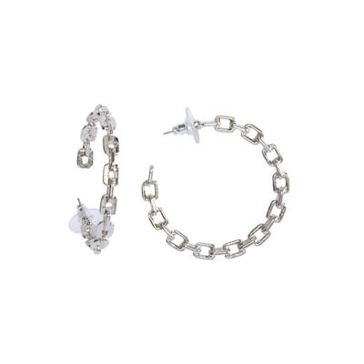 Plus Size Women's Chain Link Hoop Earrings by Accessories For All in Silver