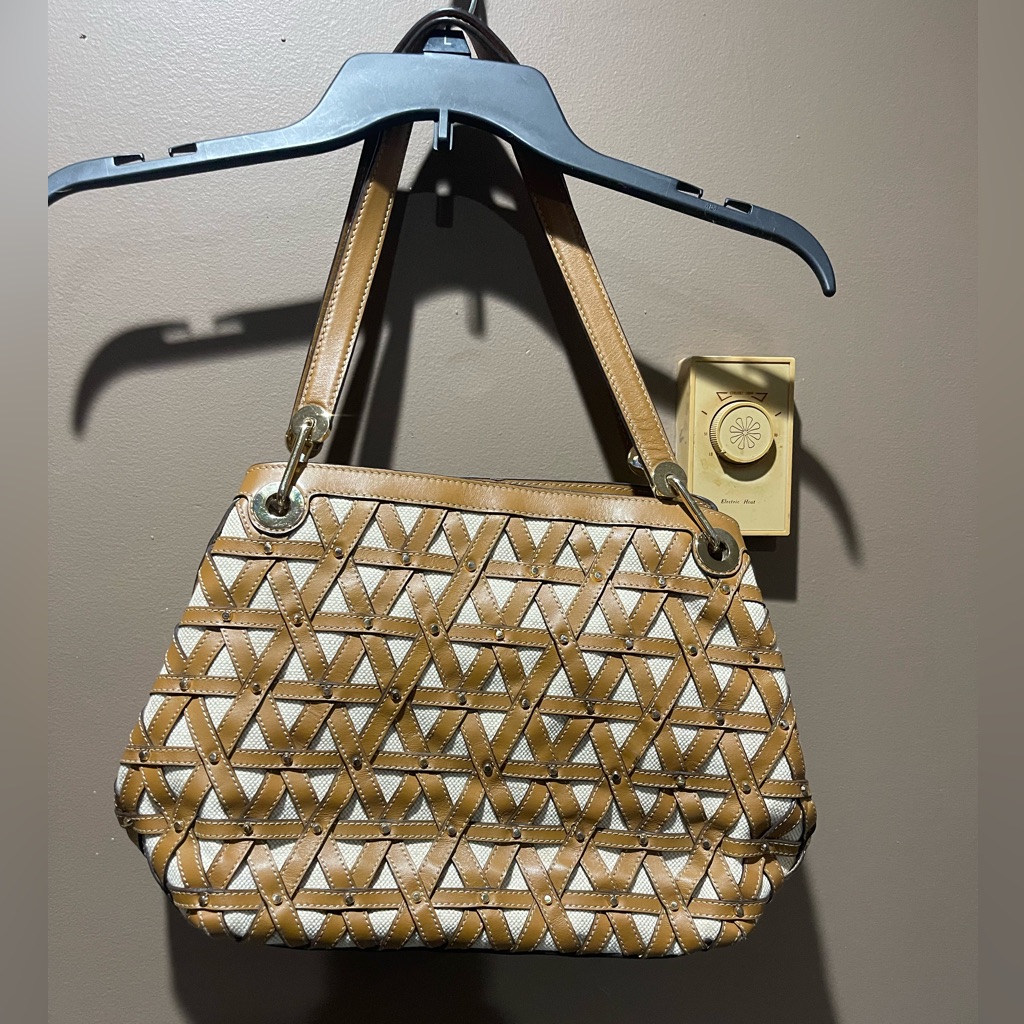 Michael Kors Bags | Micheal Kors Handbag Criss Cross Design Clean Light Brown Cream Interior | Color: Brown/Cream | Size: Os