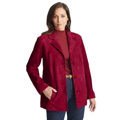 Plus Size Women's Suede Blazer by Jessica London in Rich Burgundy (Size 16 W)