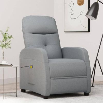 vidaXL Massage Chair Light Gray Fabric - 25" x (38.2"-56.9") x (33.5"-41.1")